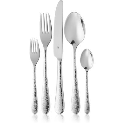 Besteck-Set WMF "Sitello", grau (edelstahl), 30 Stk., Cromargan Edelstahl Rostfrei 18/10, Essbesteck-Sets, geschmiedete Messer, farbecht, Wellenschliff, spülmaschinenfest