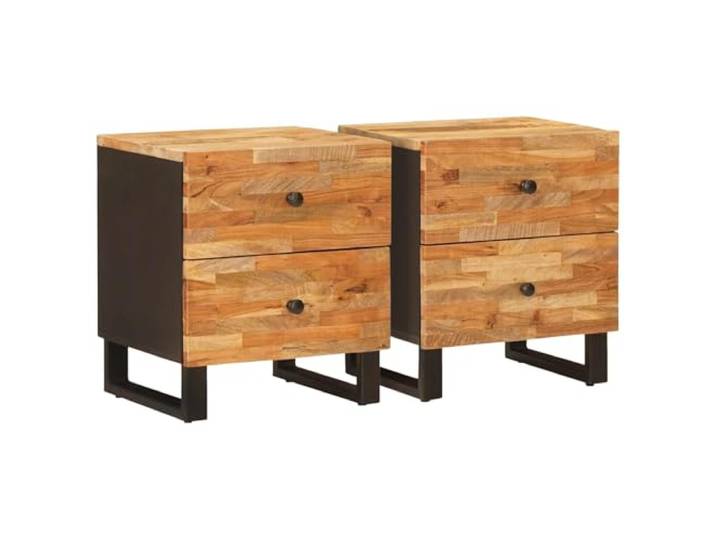 Heofavd Nachttisch 2er Set Massivholz Mango Braun 40x33x46 cm