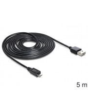 Delock EASY-USB USB-Kabel Micro-USB Typ B M bis USB M 2.0 5 m Schwarz (83369)