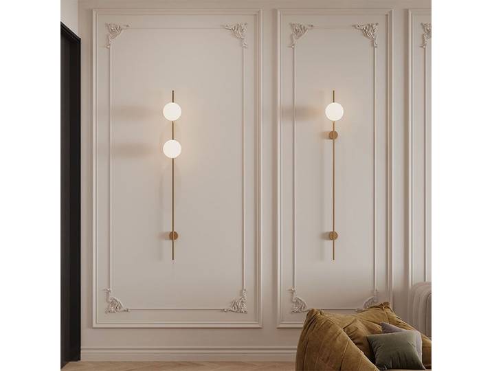 Lampes murales modernes à long poteau appliques murales en verre blanc laiteux noir or salon LED rond couloir entrée allée applique murale