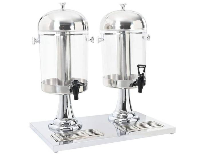 vidaXL Getränkespender Getränkespender 2-fach Edelstahl 2 x 8 Liter