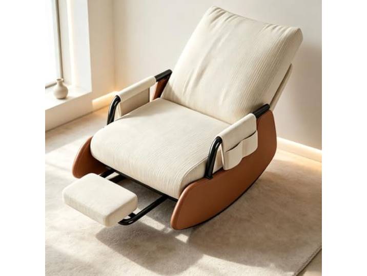 LCNDKF Polstersessel Schaukelnd mit Stabiler Schaukelbasis Schaukelnder Komfortsessel mit tiefer Sitzfläche 60x60cm und Rückenunterstützung für Lesestunden.