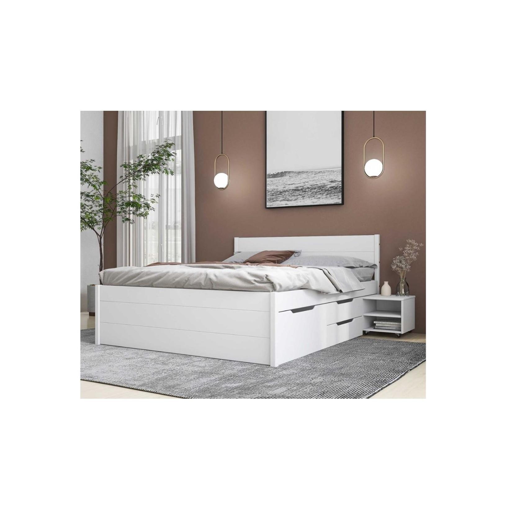 Inter Link Bett mit Stauraum Efetivo inkl. Nachtkommode und Lattenrost 160x200 cm