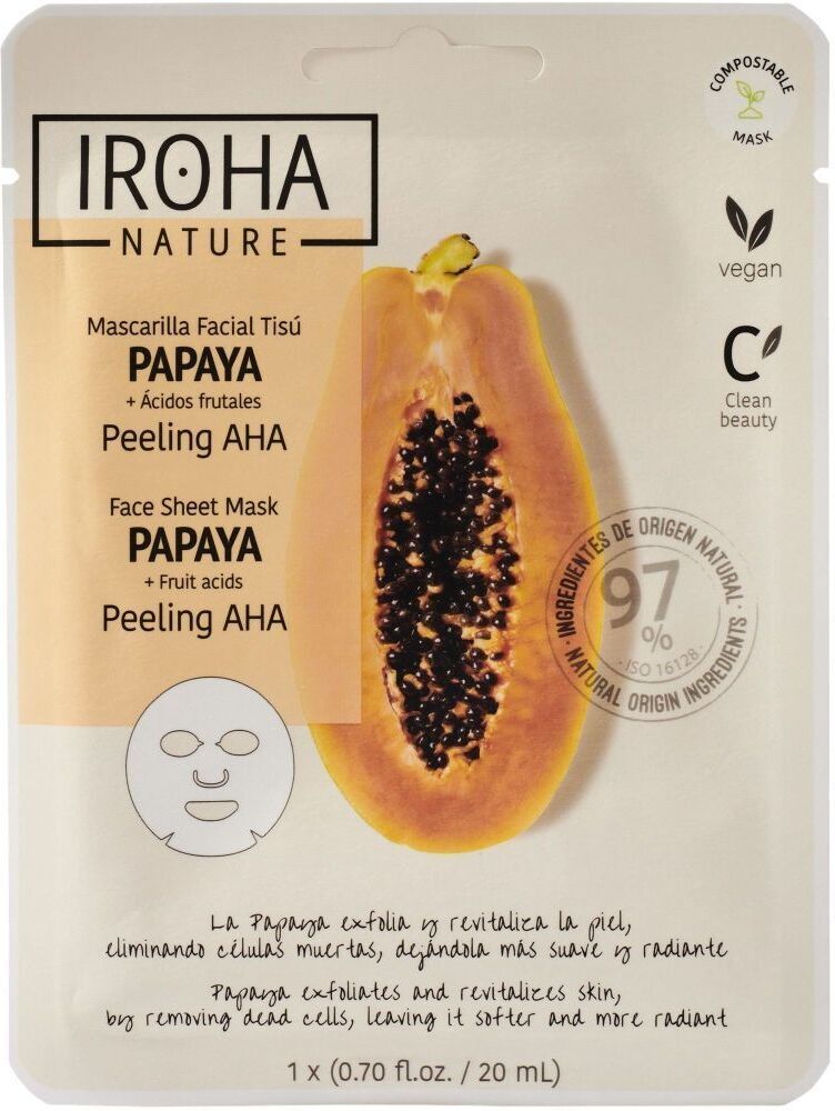 Iroha Papaya Peeling Aha Facial Mask Tissue 1 Unit