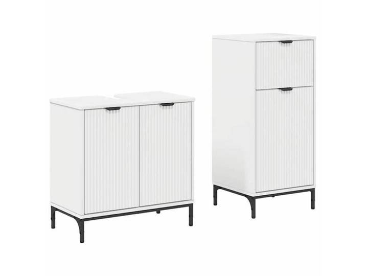 Blanc Mobilier de bains - Ensemble de mobilier de salle de bain avec tiroir 2 pcs - Blanc m2435