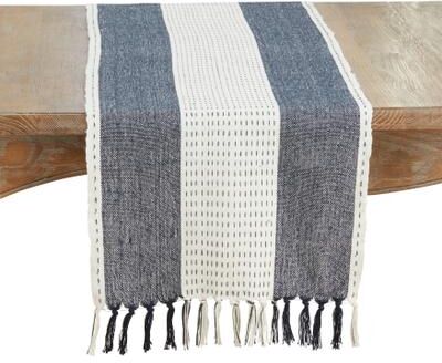 Saro Lifestyle "Stitched Banded Table Runner - 16""x72"""