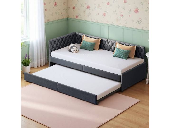 Canapé lit - 90x200 cm - Anajqaqia - Canapé-lit 2 places - Canapé-lit convertible pour salon -Canapé convertible- Velours - Gris