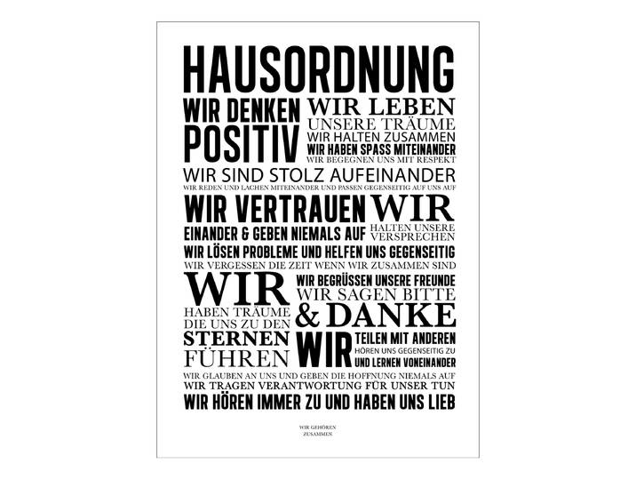 Leinwandbild Hausordnung II Rahmen: Mitteldichte Holzfaserplatte MDF Bespannung: Canvas Schwarz/Weiß 57 x 77 x 2cm