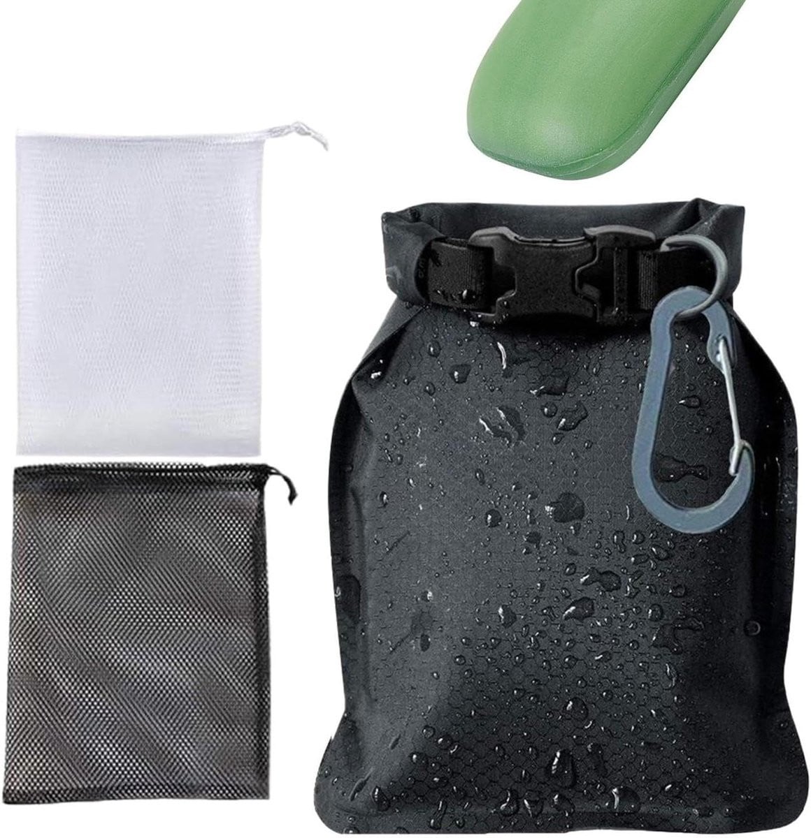 Waterdicht en lekvrij zeepzakje voor reizen en sport, zwart, 17 cm