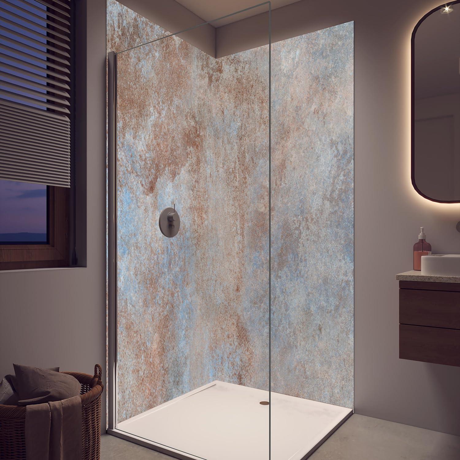 Duschrückwand - Wandverkleidung für Dusche aus Acryl 0,3 cm - 100 x 250 cm - Rostige Metallplatte