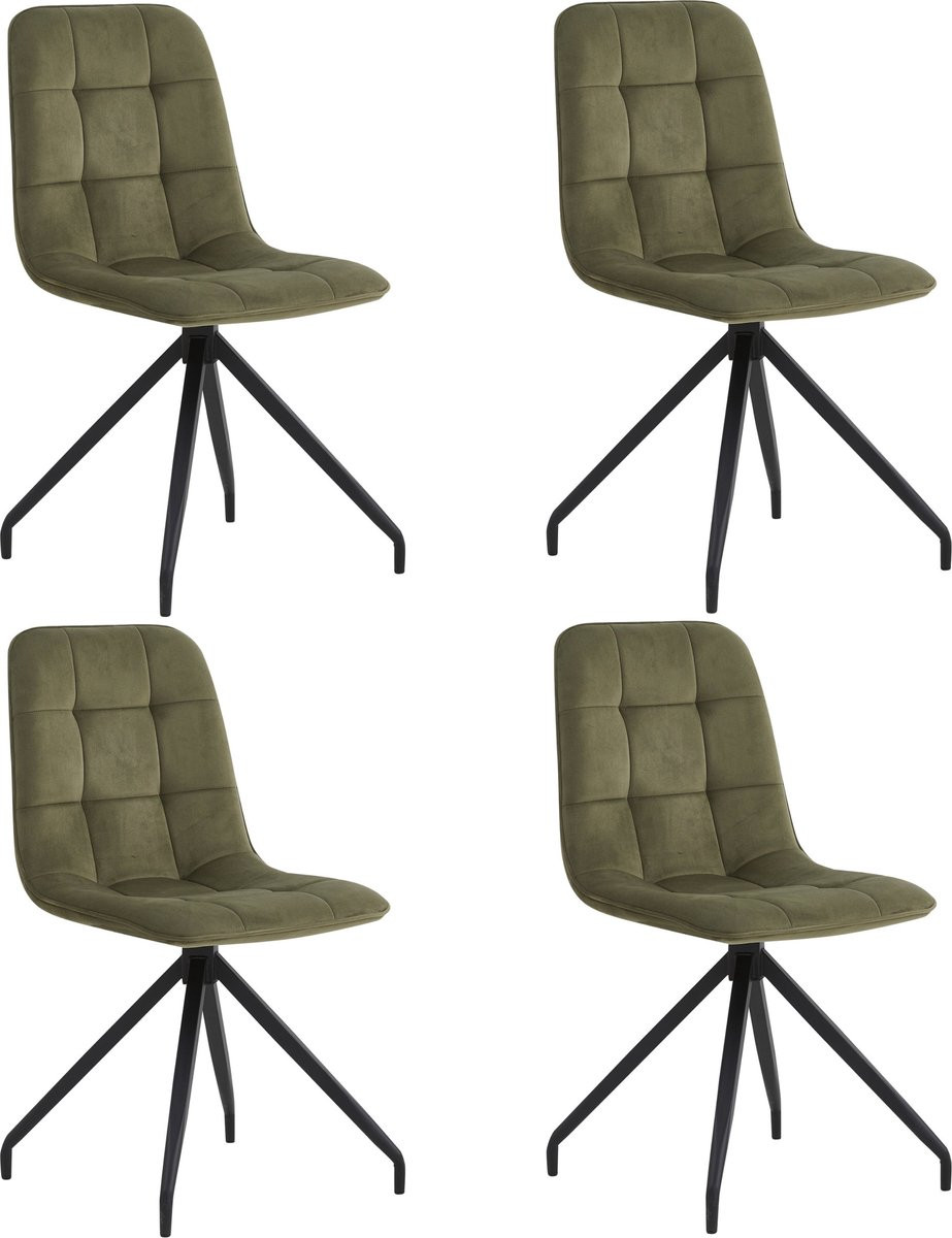 Colenis Farucci Eetkamerstoel Set van 2 - Olijfgroen - Velvet - Moderne Eetkamerstoel met Spinpoot