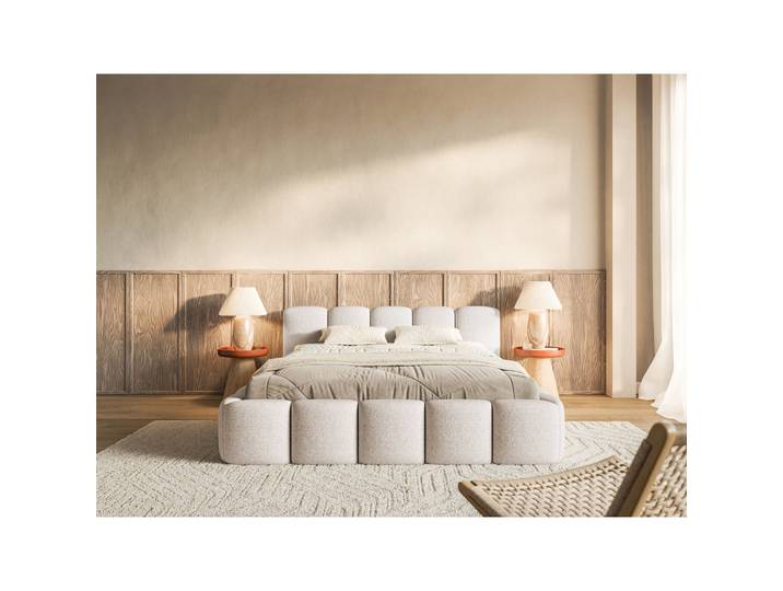 Polsterbett 180x200 cm Cloudy Low, hellbeige, Chenille,