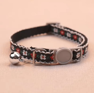 Inspire Picks Floral Embroidered Cat Collar With Bell Adjustable Lace Pet Collar 12