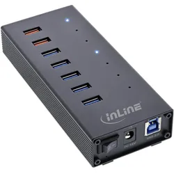InLine USB 3.0 Hub 7 Port (7 Ports), Dockingstation + USB Hub, Schwarz