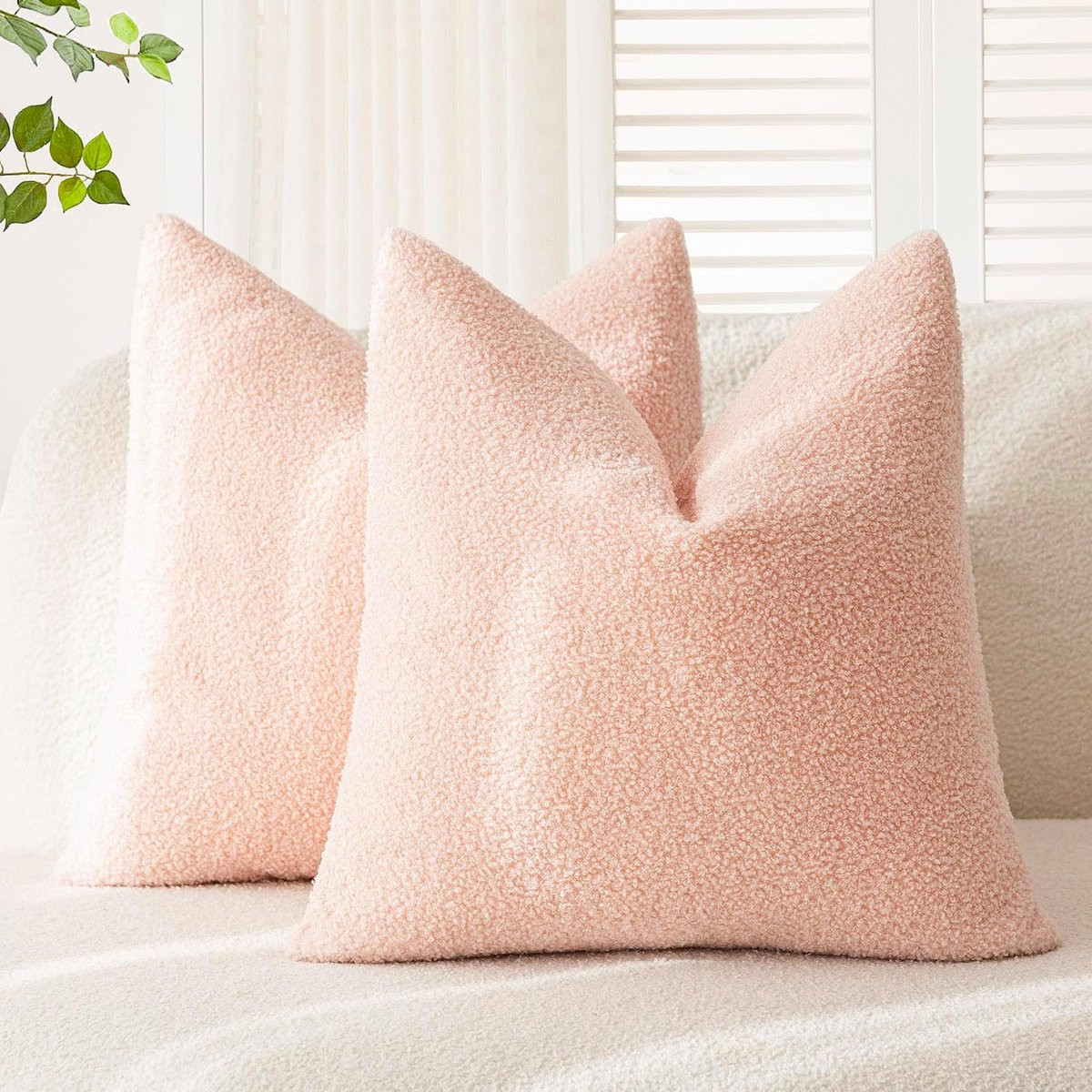 Set van 2 Luxe Zachte Krullende Sierkussenhoezen 45x45 cm – Fluffy Pluche Sierkussenhoes voor Bank en Woonkamer