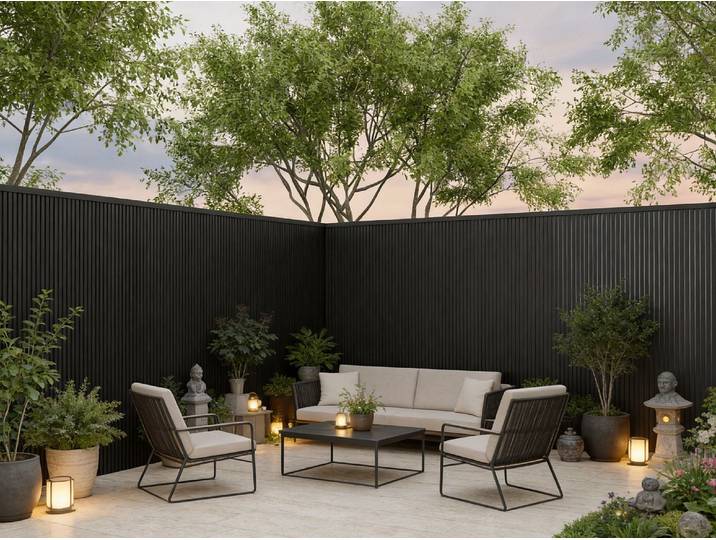 Fassadenpaneele aus Holz-Verbundwerkstoff mit Unterkonstruktion – Set à 5,12 m² – anthrazitgrau – CORNIO