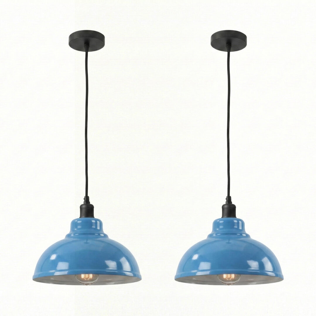 Rio 1 - Light Dome Pendant Blue 19cm H X 29cm W X 29cm D