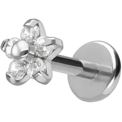 Titan Labret mit Push Fit BLUME MIT 5 KRISTALLEN