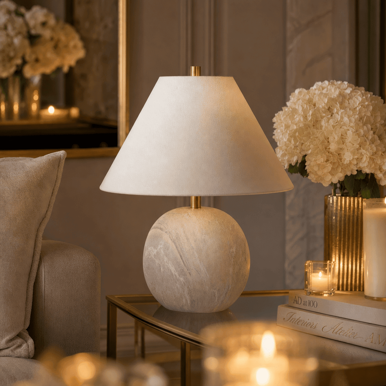 Bologna Cream Ceramic Round Table Lamp