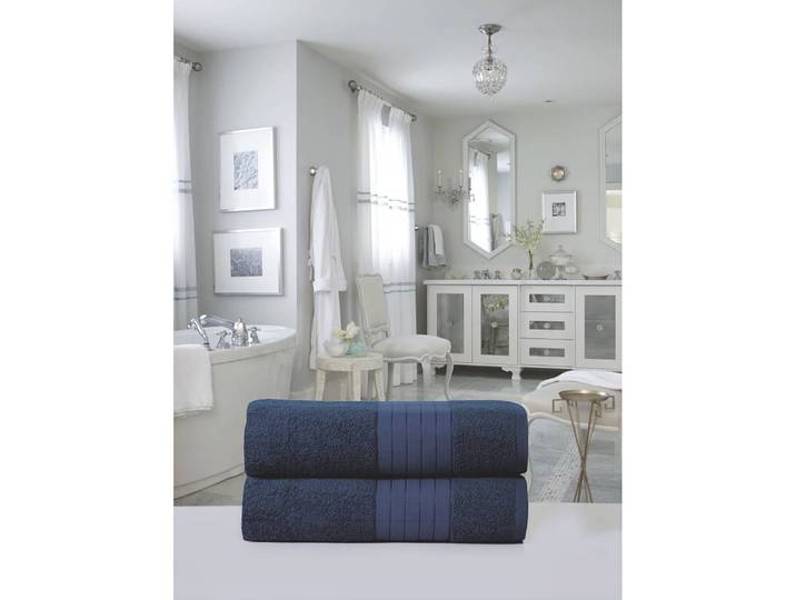 Serviettes de bain Cindy lot de 2 Bleu/Bleu