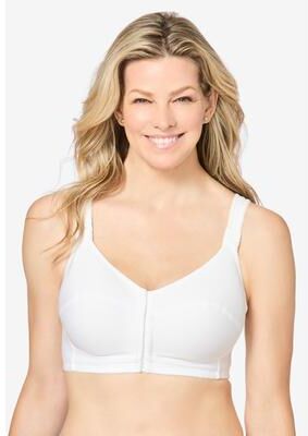 Plus Size Women's Stay Cool Front Close Wireless Posture Bra by Comfort Choice in White (Size 54 B)