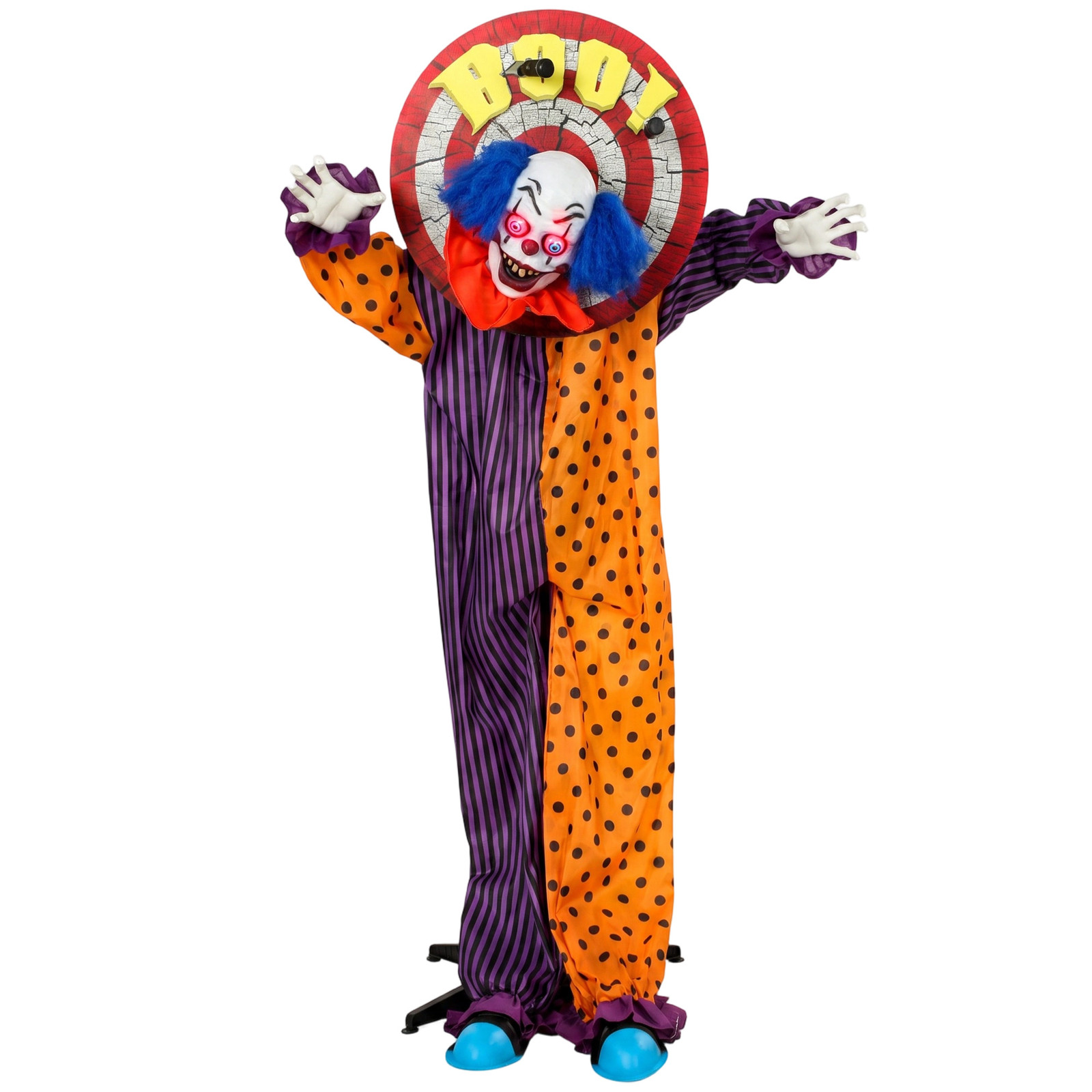 HOMCOM Levensgrote geanimeerde Halloween-clown decoratie met geluid- en aanraakactivatie, 167 cm