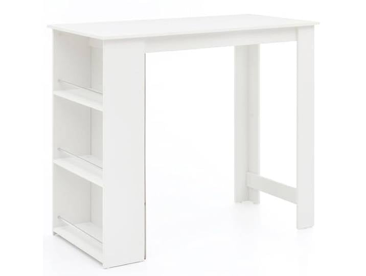WOHNLING Bartisch 120x60x107,5 cm Weiß mit Integriertem Regal Stehtisch mit großer Ablagefläche, Bartresen für Küche und Party, Küchenbartisch geradlinig, Bistrotisch Holz
