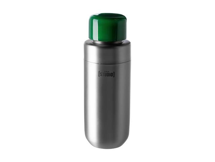 Cocktail Shaker FINK STUDIO ICE LOVE , grau, grün, B:8,1cm H:21,8cm T:8,1cm Ø:8,1cm, Edelstahl, Shaker, Cocktail Shaker, in Geschenkverpackung