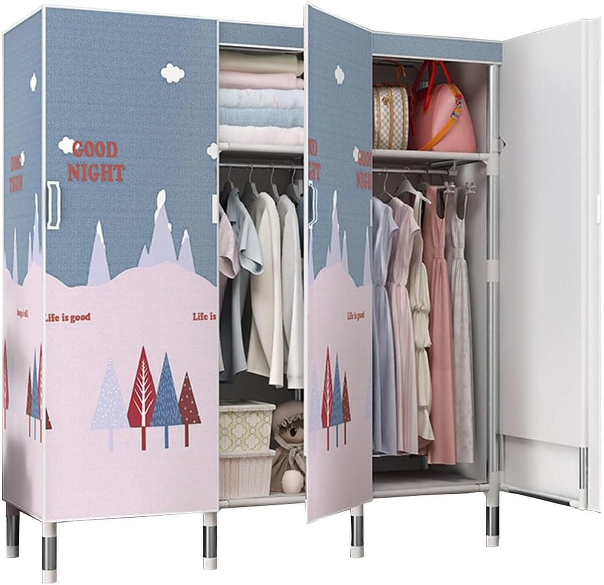 Draagbare kledingkast kledingorganizer met stabiele stalen buis B/D/H: 125 x 50 x 172 cm