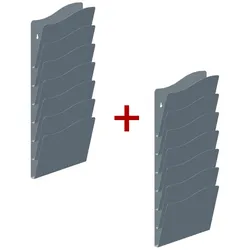 Wandbroschürenablage 1+1 GRATIS, 7 Taschen, Silber