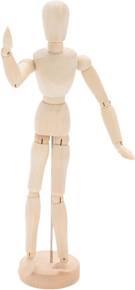 Houten Tekenpop Mannequin Model met Verstelbare Gewrichten - Naturel - 33 cm