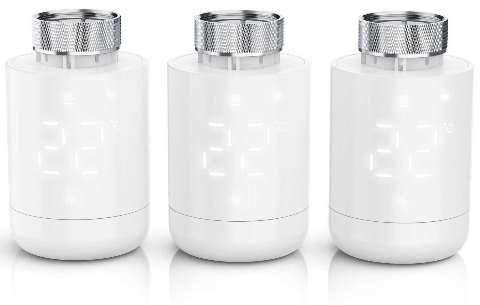 Brandson WLAN-radiatorthermostaat set van 3 stuks, wit, met app-bediening, 7-dagen programmering en LED-display