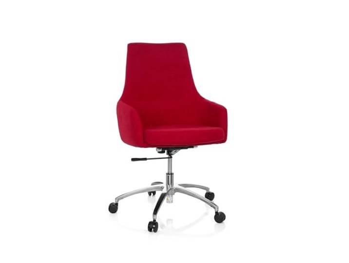 hjh OFFICE 670923 Design Drehsessel Shake 100 Stoff Rot Büro Drehstuhl höhenverstellbar mit Rollen, inkl. Kissen
