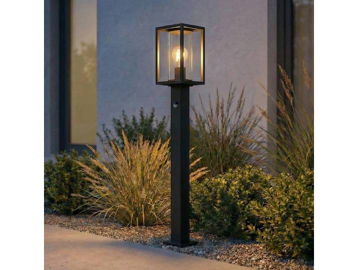 Lucande Wegeleuchte Ferda, 100 cm, Sensor, anthrazit, IP44 Ferda, schwarz, Aluminium, Modern