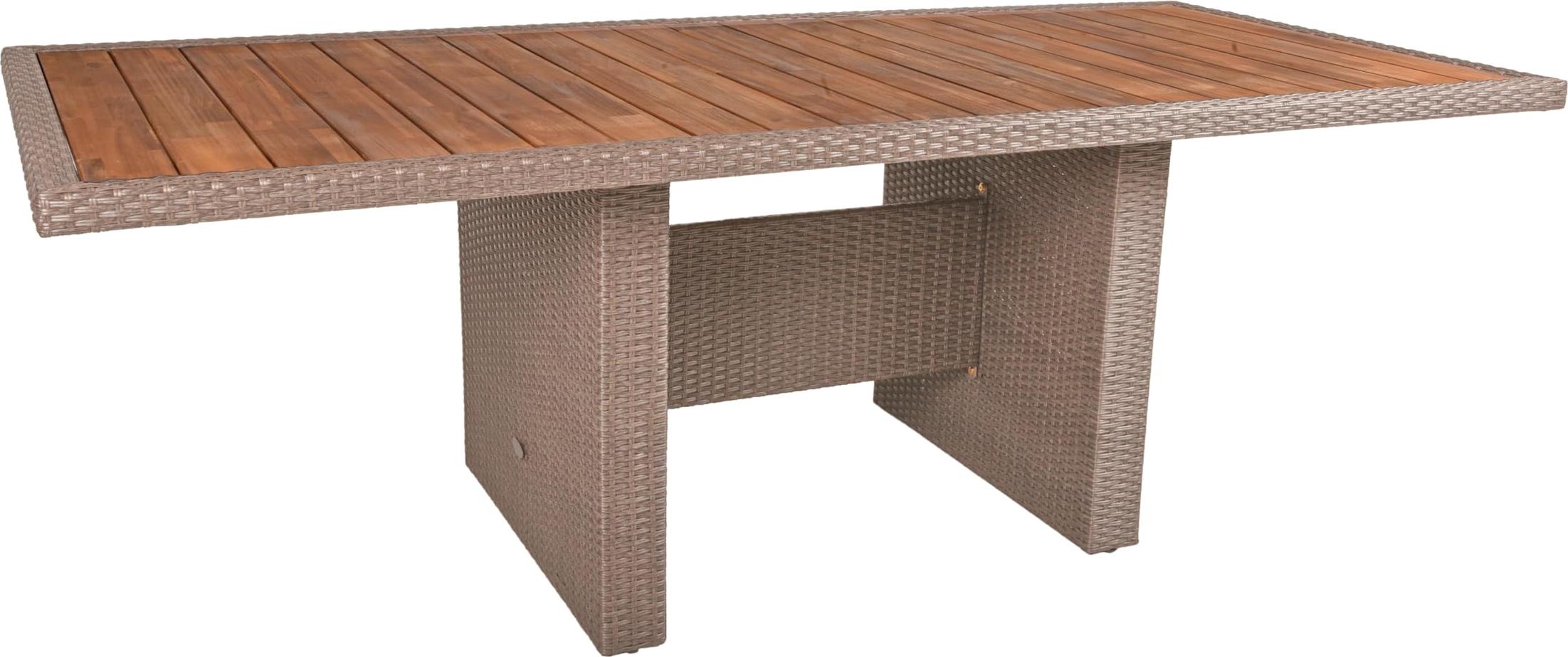 Gartentisch ESSEN - Akazie, Weidenbraun, 100x220x75cm | Terrassentisch Wetterfest Outdoor Tisch