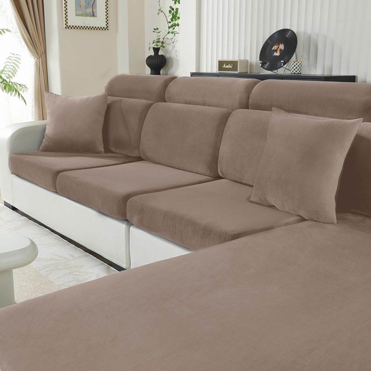 Unyqoos Fluwelen Zitkussenhoezen met Stretch en Antislip voor je Sofa