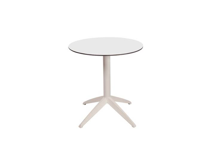 Table pliante Quatro à plateau basculant ronde Ø 70 cm, en polypropylène usage extérieur - Blanc