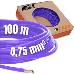 Lapp, Kabelleitung, 100 Meter 4510072 H05V-K 0,75 mm2 violett I Verdrahtungsleitung I Aderleitung flexibel I PVC Ei (100 m)
