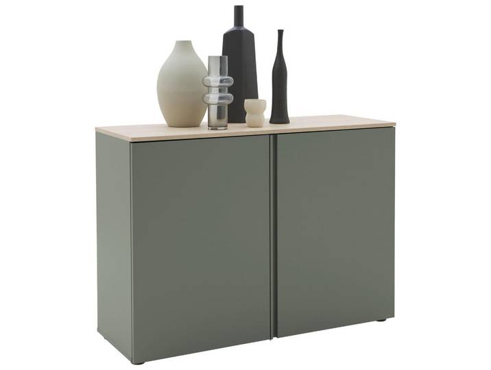 Voleo Sideboard, Grün, Eiche, Kunststoff, 4 Fächer, 120.2x89x43 cm, Beimöbel erhältlich, Wohnzimmer, Kommoden & Sideboards, Sideboards