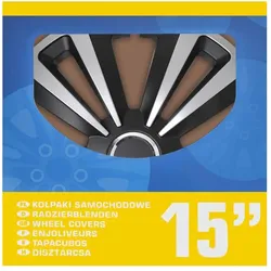 ProPlus, Radkappen, Radblenden-Set Terra Silber/schwarz 15 Zoll 4 Stück im Displaykarton (4 Stk., 15")