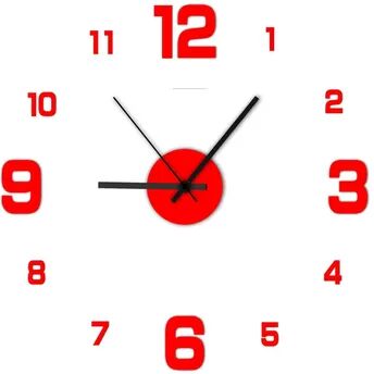 Uplifted Trends Modern Frameless DIY Wall Clock Silent Creative Home Decoration For Living Room & Office red