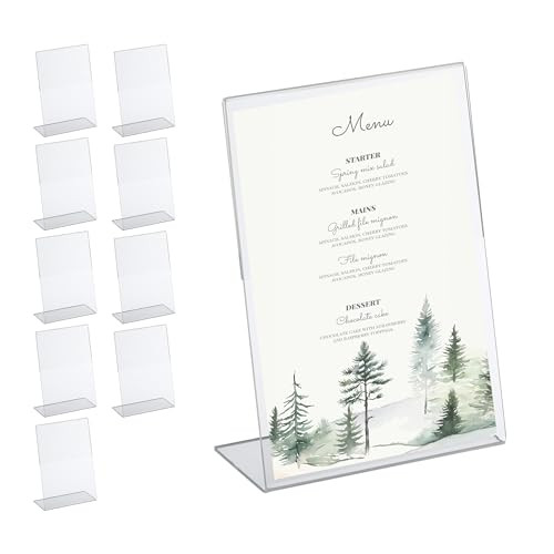 Relaxdays Set van 10 menukaarthouders A5, doorzichtig plastic