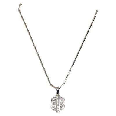 Edelstahlkette URBAN CLASSICS "Urban Classics Unisex Small Dollar Necklace", silber, Halsketten, Damen, onesize, Zink, Edelstahlkette