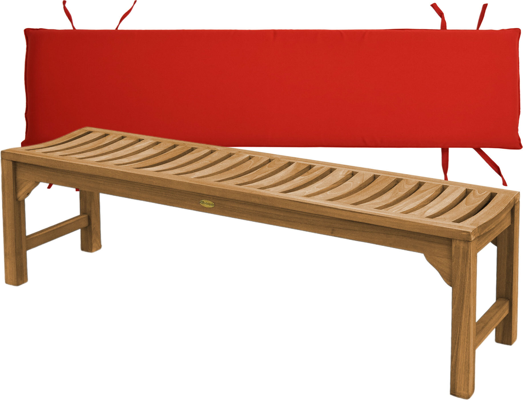 Teako Design Teakholz Gartenbank Ferrara 150cm Massiv mit Sitzkissen Rot