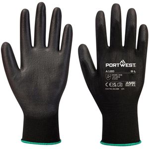 Portwest Arbeitshandschuhe A120BKRXS, PU-Beschichtung, schwarz, Größe 6 / XS
