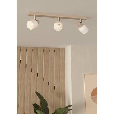 EGLO Deckenspot "CORATO", beige (sandfarben, nickel, matt weiß), 3, Ø 0 H: 12,5cm, 1 Stk., Leuchten, Deckenlampe, Metall in Sandfarben, Nickel-Matt, Glas in Weiß, E14, Deckenspot