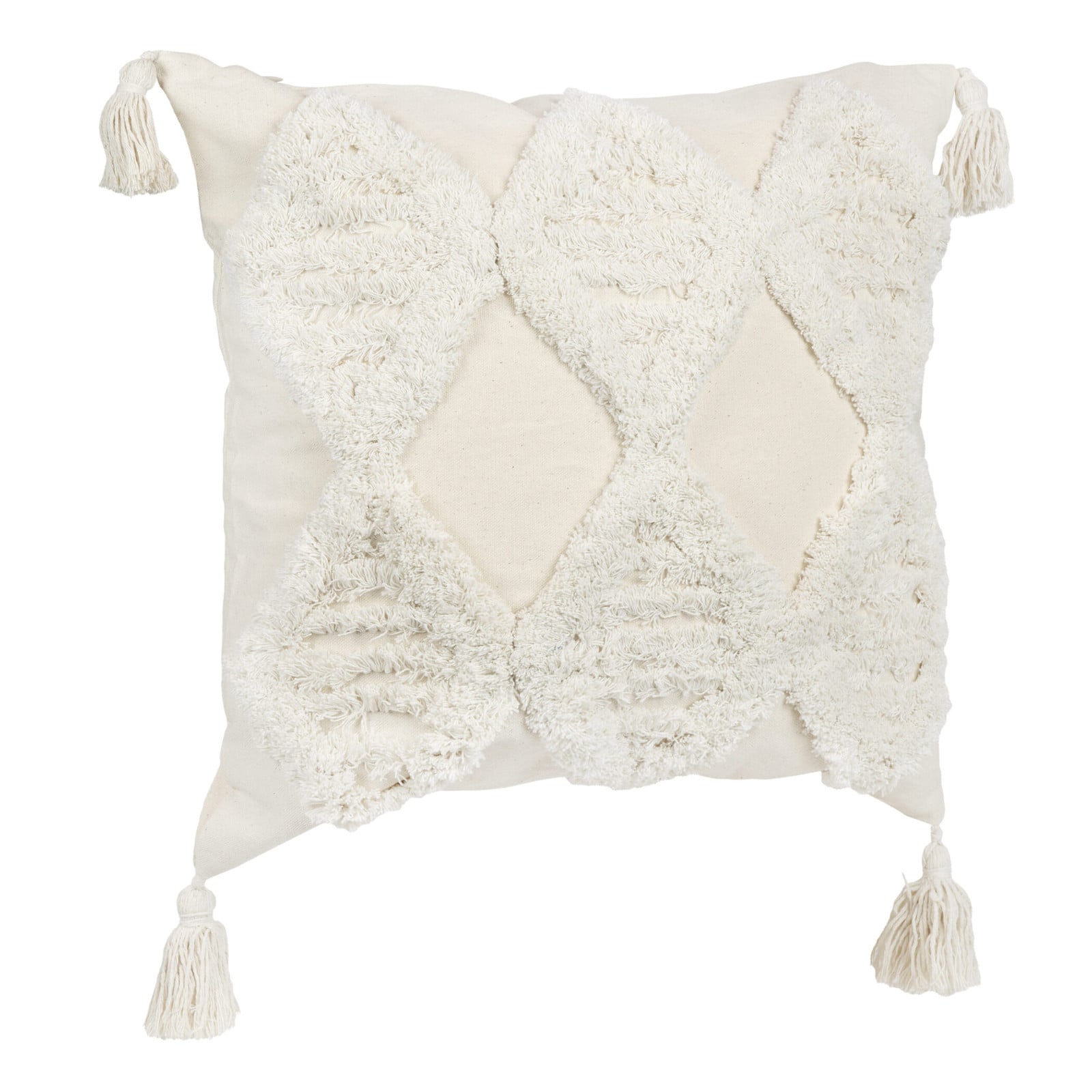 QUVIO Kussenhoes Bohemian met franjes en kleine ruiten - 45 x 45 cm