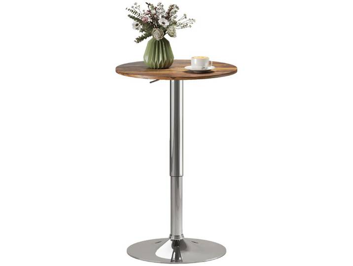 Table de bar - HOMCOM - bistro mange-debout ronde réglable 67-93 cm plateau pivotant - métal- Ø 60cm - marron