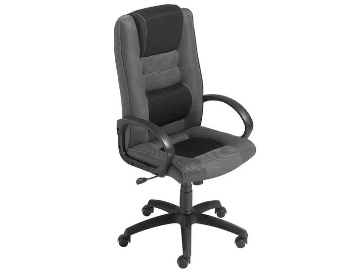 Fauteuil direction Capital Confort Tissu Hauteur réglable - Accoudoirs Dossier Roulettes - Noir et Gris