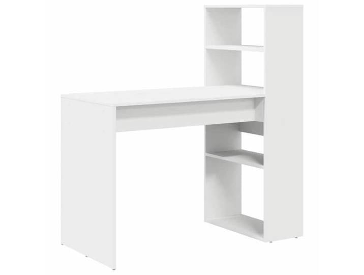Meuble de bureau - HAOSHOP - Bureau avec étagère Blanc 113 x 54 x 120 cm Bois d'ingénierie&01_13730